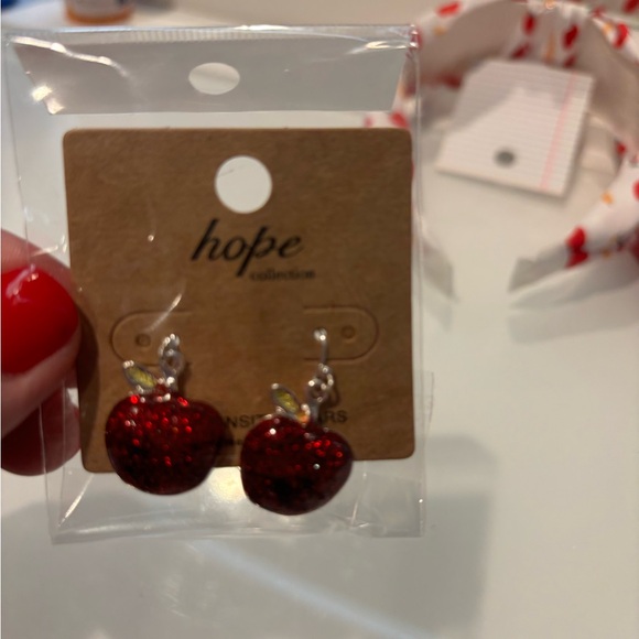 Women's 4 Piece Teacher Gift hair bow matching earrings, headband apple … - Picture 13 of 16